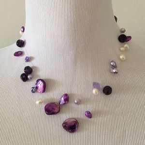 Prple 3 strand freshwater pearl illusion n…